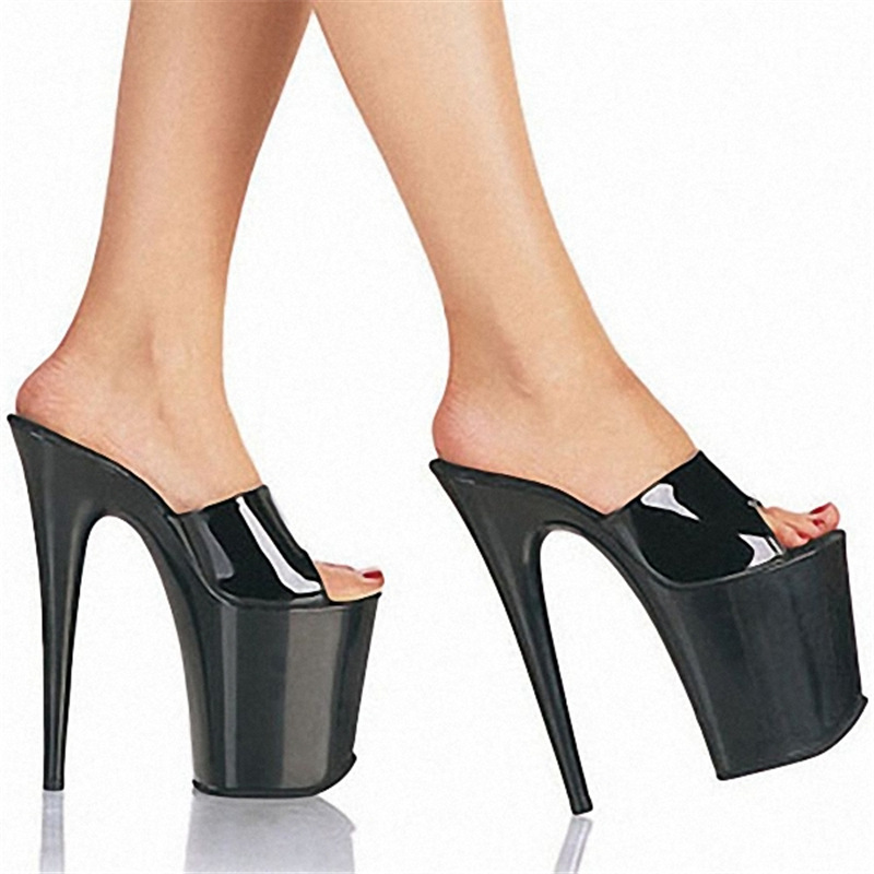 Simple temperamento 20 cm de altura talón desfile modelo desfile escenario trapos fríos tacones grandes