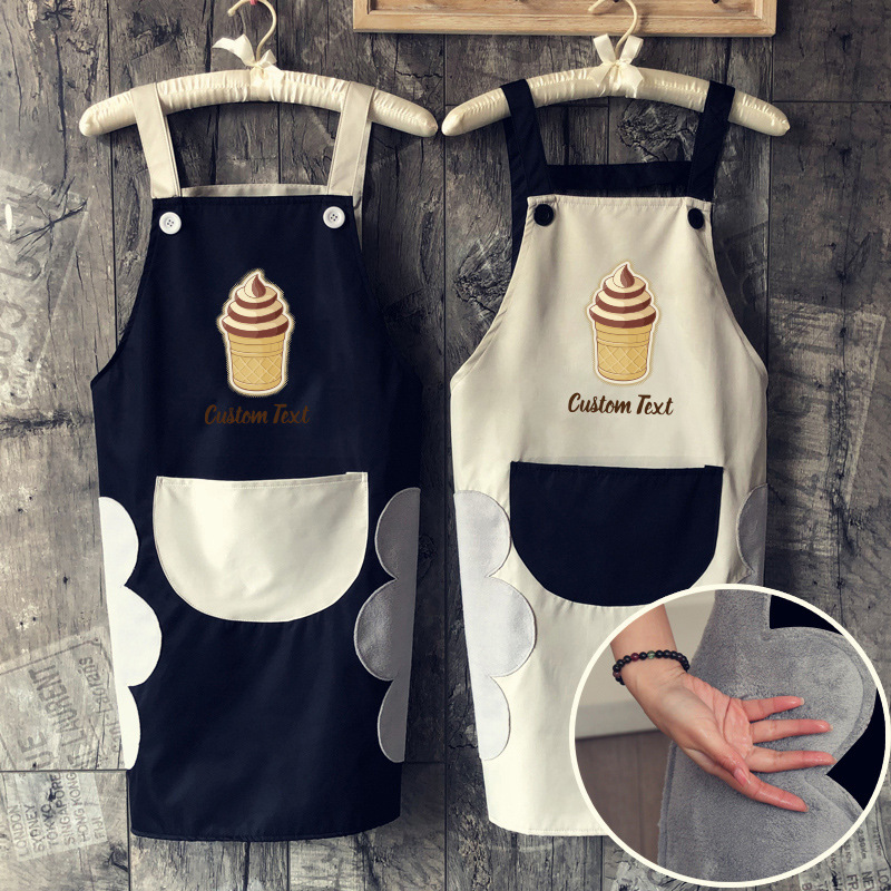 Delantal de mano borrable impermeable toalla de mano bata casa cocina a prueba de aceite moda coreana adulto cintura creativa personalizada