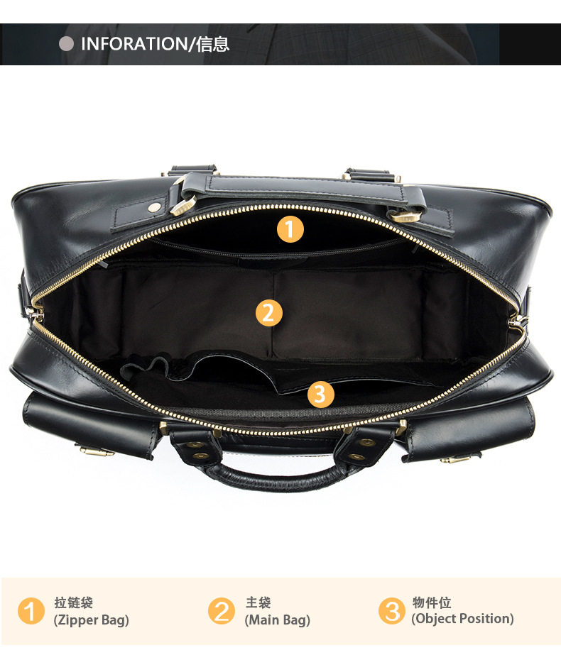 Túi du lịch nam da bò thật cổ điển Âu Mỹ dung tích lớn 42×13×30 cm — Cà phê, Màu nâu, Đỏ rượu chi tiết 21
