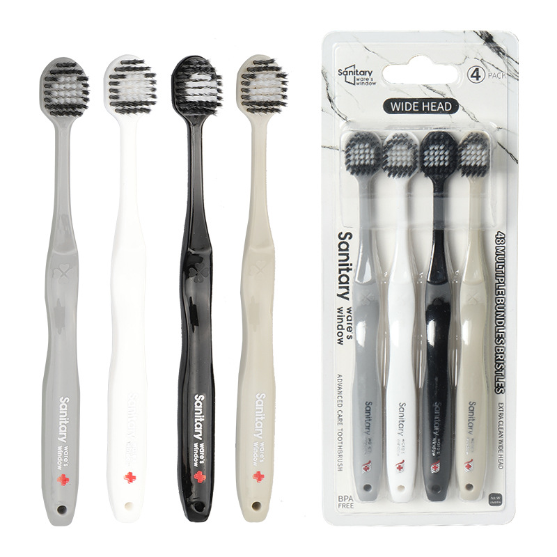 4 En Stock limpieza familiar pareja cepillo de dientes de cerdas suaves de cabeza ancha Los comerciantes en línea con productos seleccionados cepillo de dientes adulto ancla mismo estilo