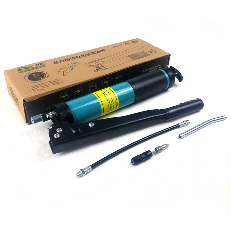Pistola de engrase de doble engranaje de una sola presión con ventilación automática, pistola de engrase manual tipo palanca para excavadoras y vehículos de ingeniería, pistola de engrase que ahorra trabajo.