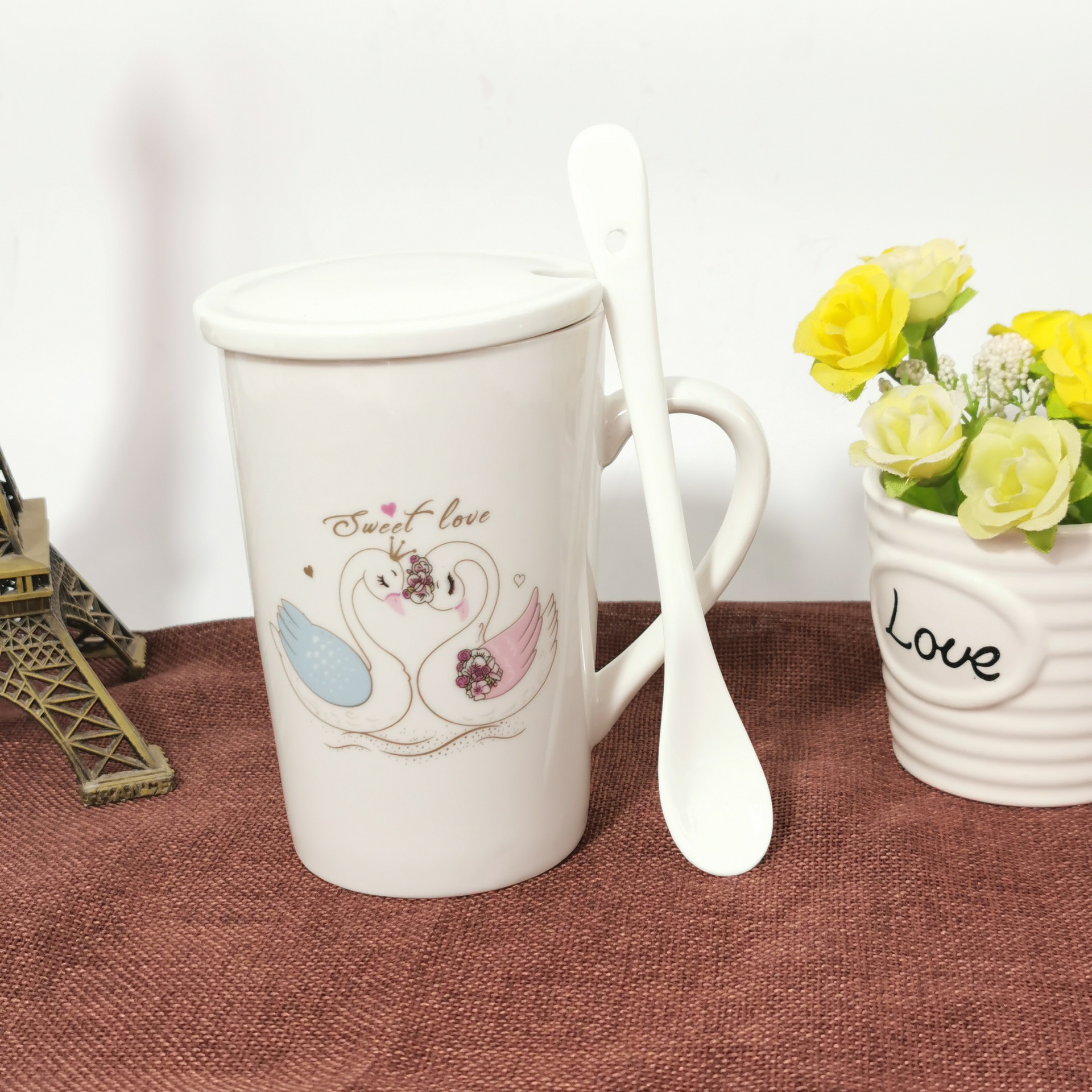 批发12安士陶瓷杯 广告杯子开业水杯小礼品 马克杯定制logo|ms