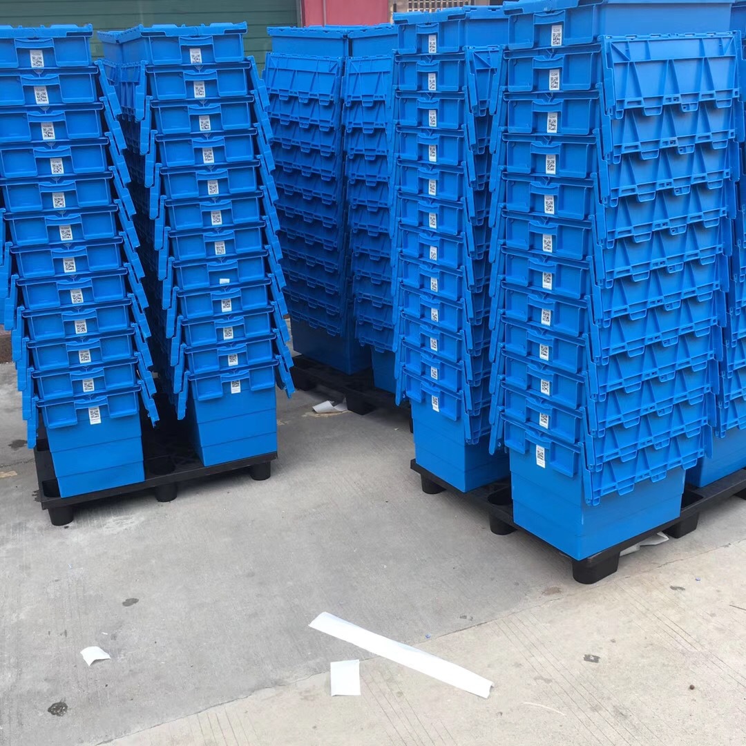 现货供应塑料连盖周转箱斜插式周转塑胶医药密封连盖塑胶储物箱