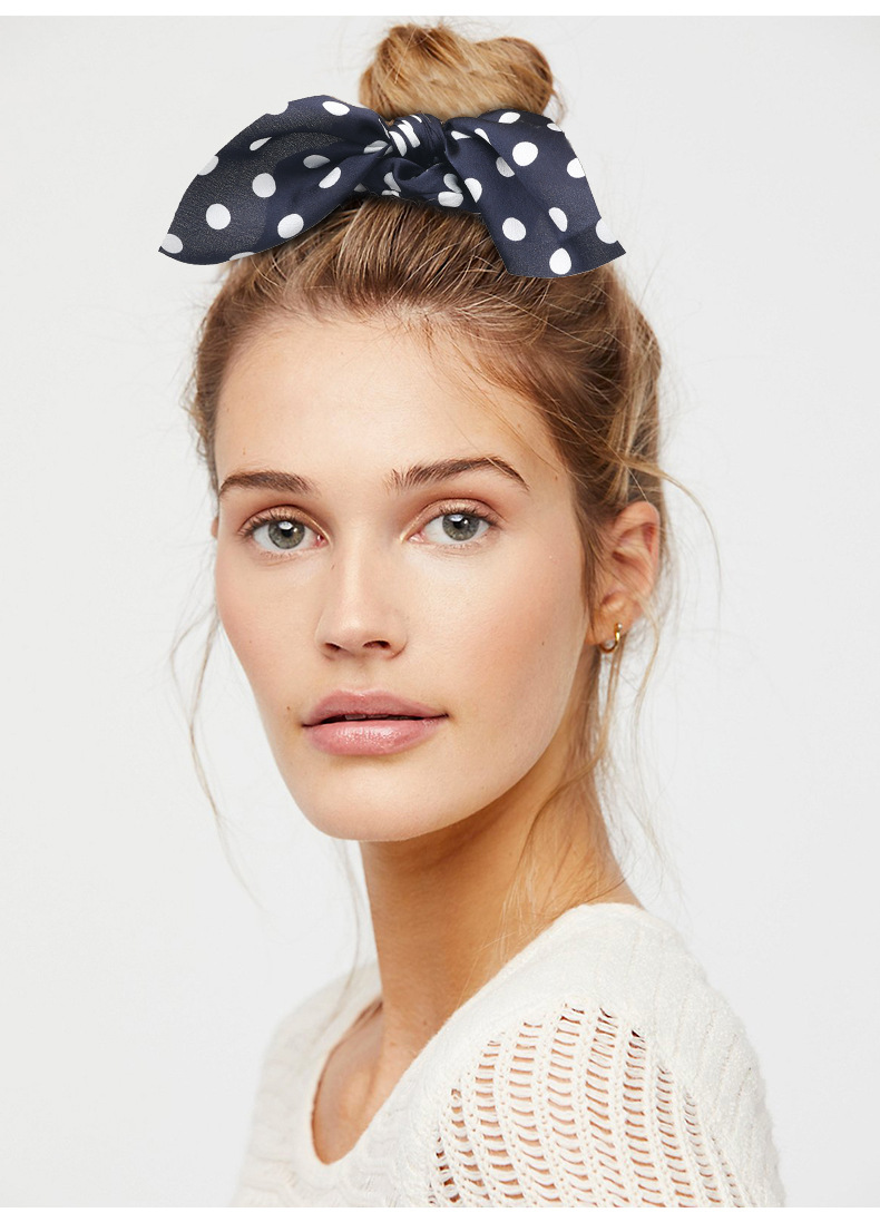 New Fashion Dot Dot Wave Ear Rabbit Fabric Streamer Cheap Scrunchies Wholesale display picture 16