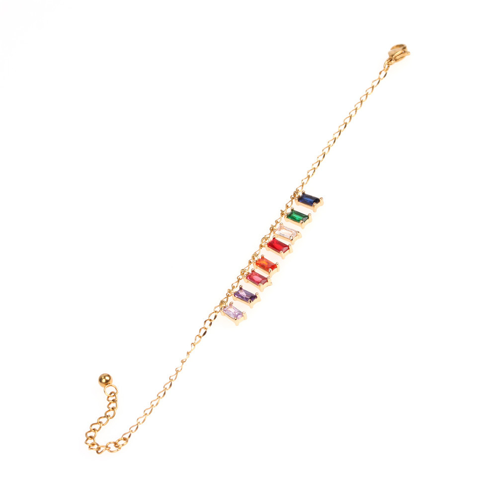 New Accessories Fashion Colored Zircon Pendant Bracelet Stainless Steel Bracelet Jewelry Wholesale display picture 4