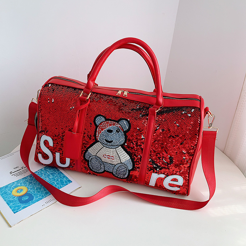 new pattern Korean Edition Fashion bag pu capacity Sequins Luggage bag Wet and dry separate motion Bodybuilding Yoga Bag