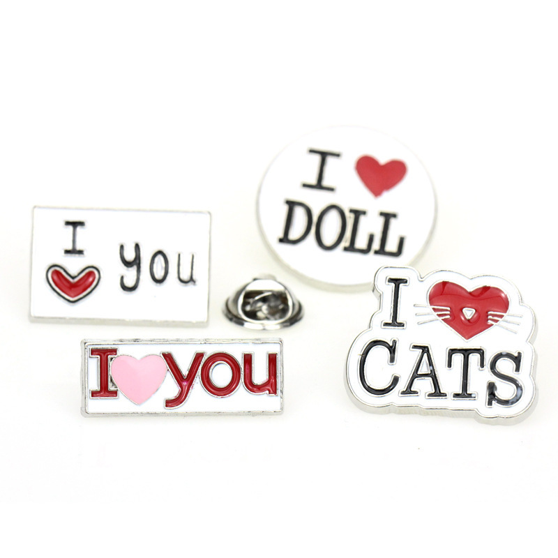 Cute Cartoon I Love You Text Brooch Bag Clothes Decoration Pin Badge display picture 3