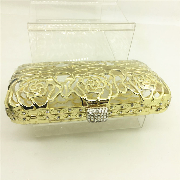 厂家供应 金色锌合金五金较 高档手拿包五金框夹定制