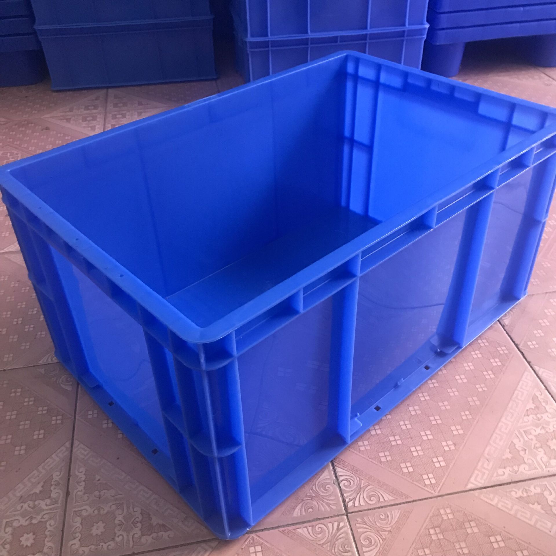 600*400*290蓝色eu箱 灰色防尘箱 物料货架胶箱 注塑胶箱 运输箱