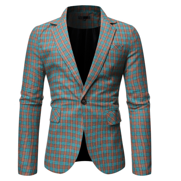 Slim check European and American gentleman suit