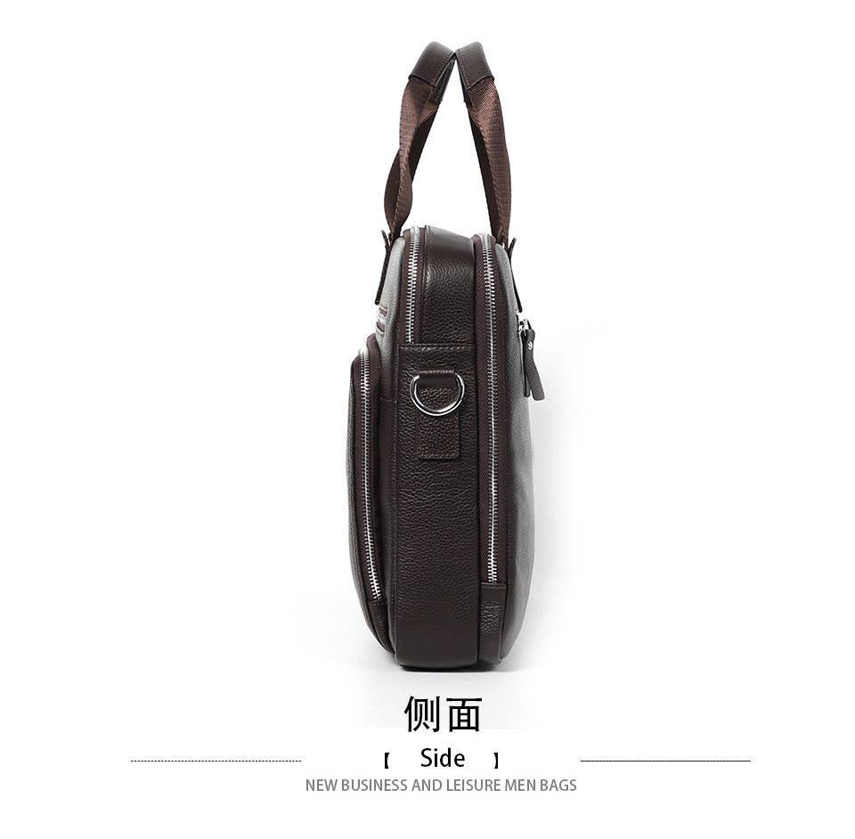 Túi công văn da bò lớp đầu dung tích lớn 38×28×8 cm, túi xách tay đeo chéo một vai cho nam, đựng được laptop 14 inch — Màu đen chi tiết 16