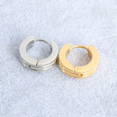 Stainless steel double wire sand-rolling men's earrings, trendy men's sand-rolling ear hooks, titanium steel ear rings for women, factory wholesale