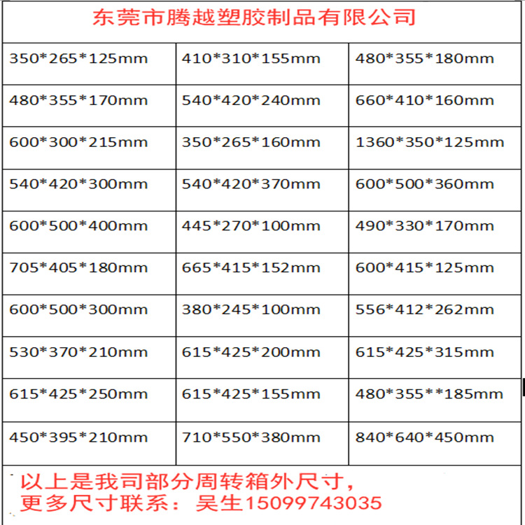 周转箱规格
