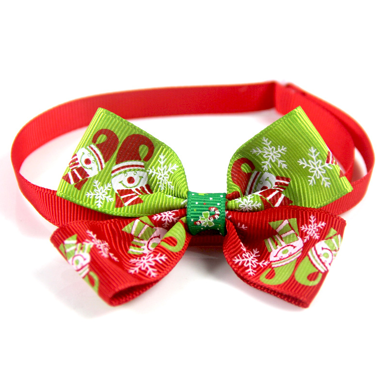 Christmas Occasion Ribbon Material Christmas Ribbon Christmas Color Block Bowknot Pet Accessories 1 Piece