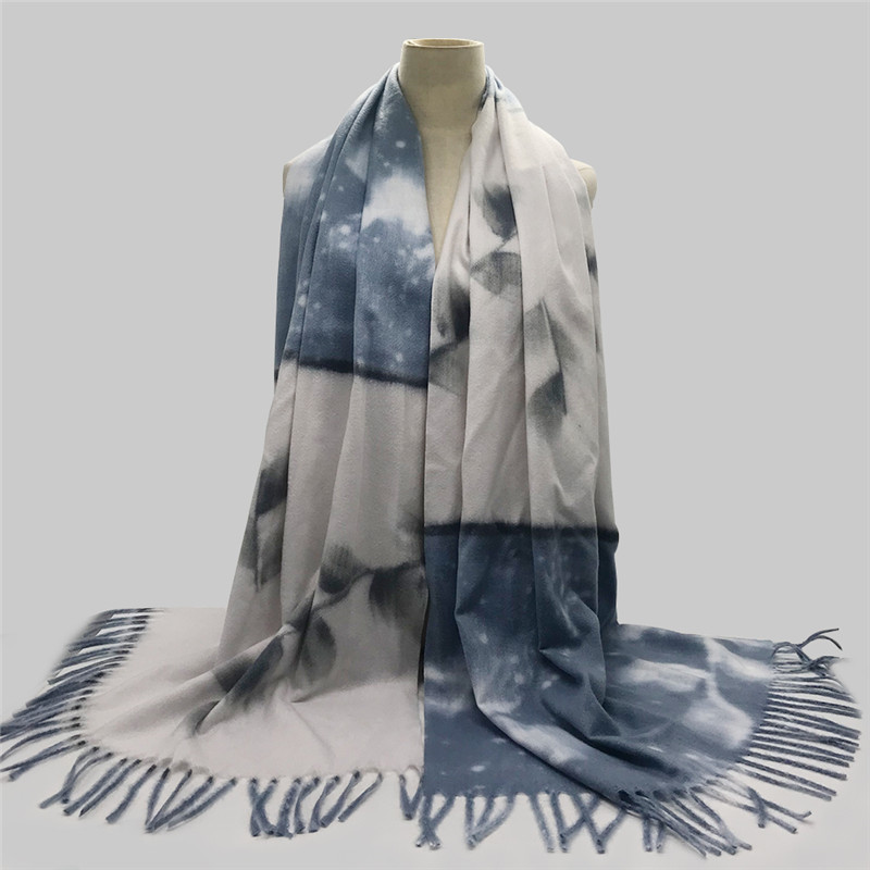 跨境亚马逊纯色仿羊绒女士围巾 秋冬新款两头流苏边保暖披肩女