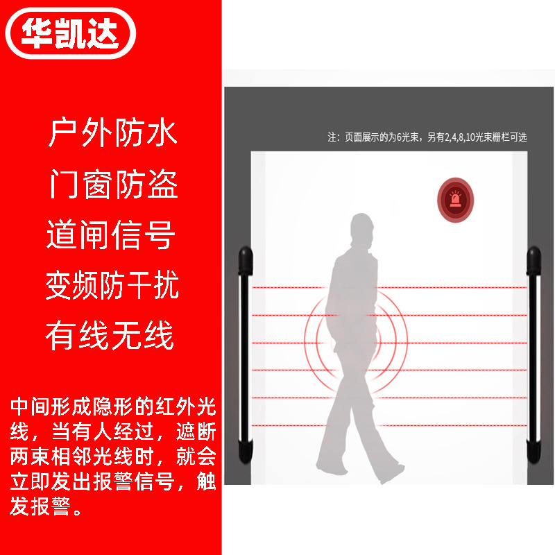 室外防水红外光栅报警器红外线对射探测器红外栅栏门窗防盗报警器