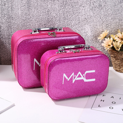 new pattern High-capacity mirror Makeup box lady Cosmetics storage box portable Stone pattern Large Cosmetic