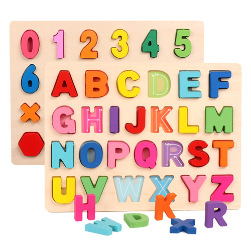 Wooden children's number and letter matching board baby color shape cognitive puzzle puzzle board early education educational toys