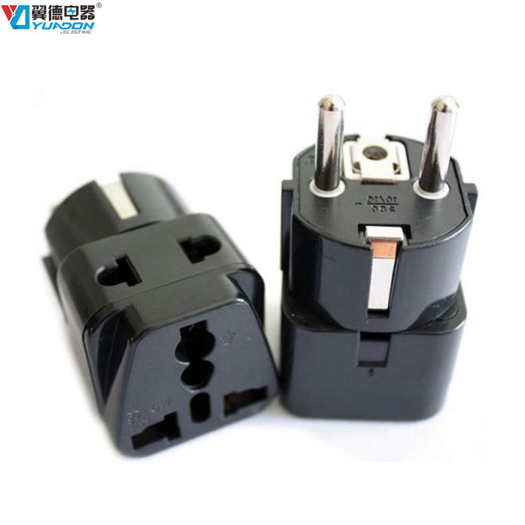一拖二德标转换插头 侧面开孔多功能转欧规法规转换器批发