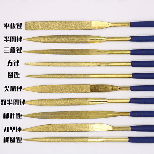 Gold-coated titanium diamond files assorted files triangle files emery files flat bevel files set mini files