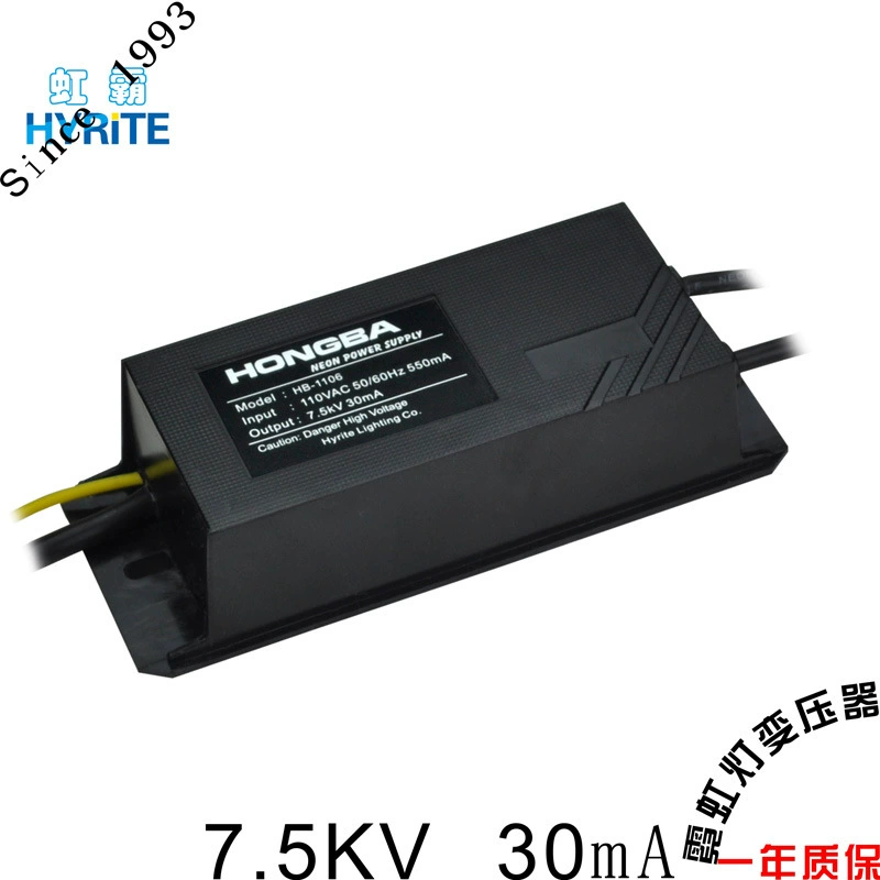110V электронный неоновый трансформатор, выход 7.5KVAC, водонепроницаемая розетка, специальная нагрузка 2-6м, 30мА