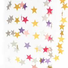 新款多彩星星挂旗生日派对聚会背景布置装饰五角星拉旗横幅批发