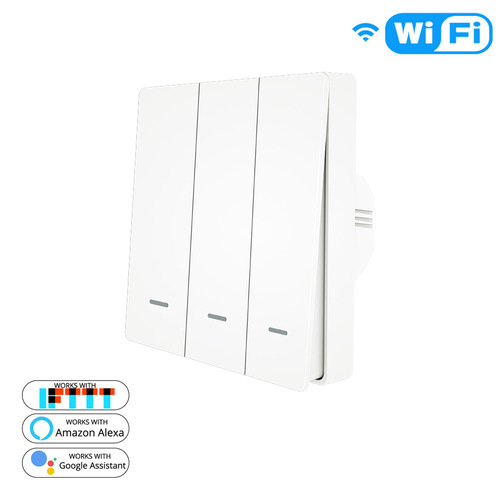 WiFi wireless wall switch mobile phone wireless control random veneer panel wiring-free dual control 3-way smart switch