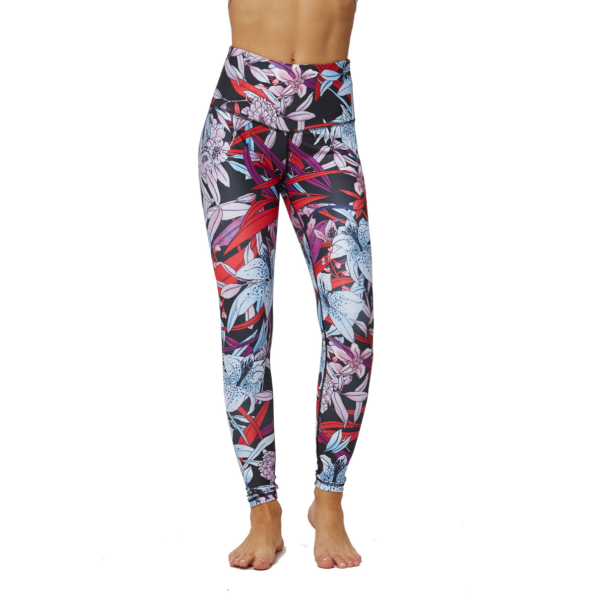 high waist yoga printed pocket stretch slim leggings  NSNS12781