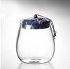 New flower cloth cover tea tank transparent glass storage tank sealing tank household candy storage tank flower tea pot