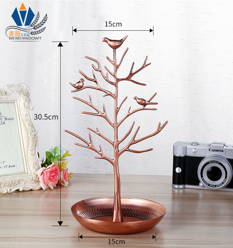 Creative Jewelry Holder Bird Tree Metal Earring Holder Necklace Storage Rack Jewelry Storage Display Stand display picture 4