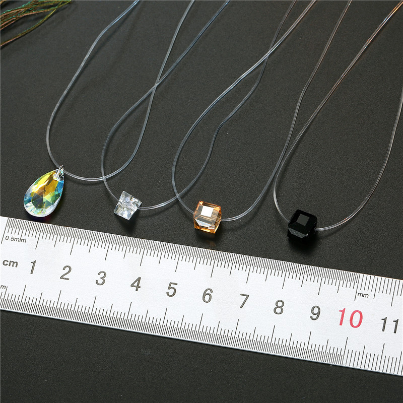 Stylish Geometric Resin Black Invisible Zircon Necklace display picture 3