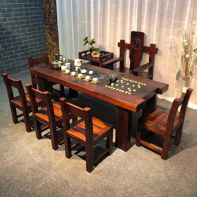 老船木茶桌椅组合实木家具中式功夫茶台茶艺桌简约茶几泡茶桌特卖|ms