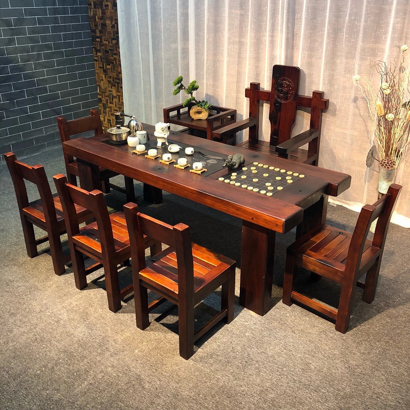 老船木茶桌椅组合实木家具中式功夫茶台茶艺桌简约茶几泡茶桌特卖|ms