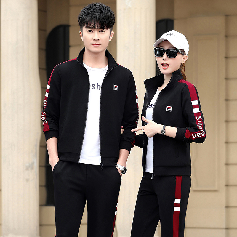 2019 new pattern Spring new pattern lovers Sports suit Large leisure time run Athletic Wear Three-piece Suite wholesale