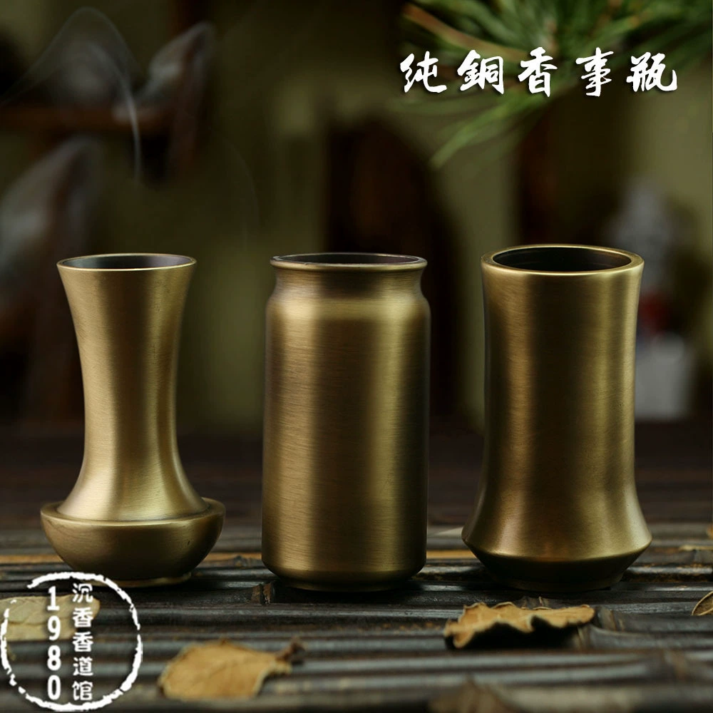 Бутылка для благовоний Инструмент для благовоний из чистой меди Вставка Бутылка для хранения чайной церемонии Вставка антикварной вазы Цилиндрический комплект в японском стиле