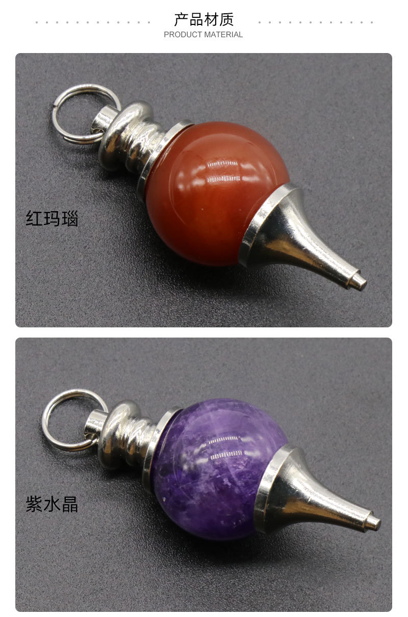 Amethyst Red Agate Lapis Lazuli Pendulum Pendant Energy Stone display picture 11