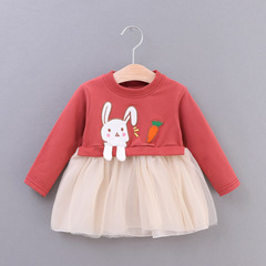 Children's clothing wholesale 561 1234 girls' knitted mesh long-sleeved dress princess dress infant and toddler clothing agency