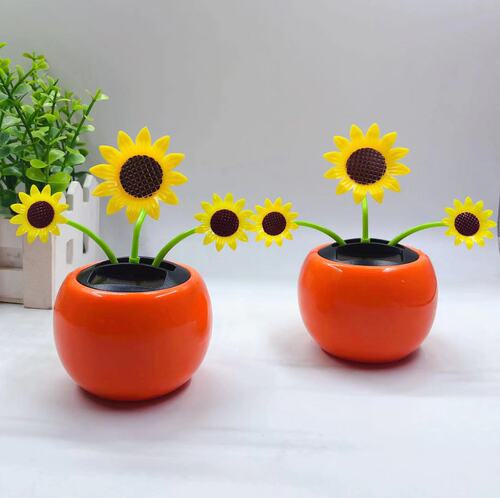 Cross-border best-selling solar swing car ornament creative sunflower car decoration accessory dropshipping one piece