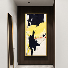 现代抽象画玄关竖幅色块艺术画公司挂画酒店大幅巨幅装饰画办公室