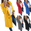 2019 Europe and America Best Sellers Women's wear Amazon new pattern wish Explosive money Solid Lapel Mid length version Button woolen overcoat