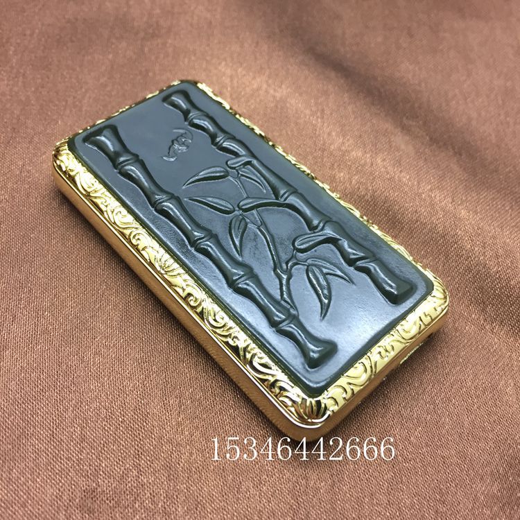 (2개) USB 충전 방풍 옥 대나무 라이터 HETIAN QINGYU 남성 지문 센서 터치 담배 라이터