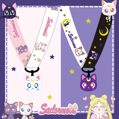 Mobile phone lanyard widened version for women fabric hanging neck rope mobile phone chain pendant pendant chain key cartoon pendant