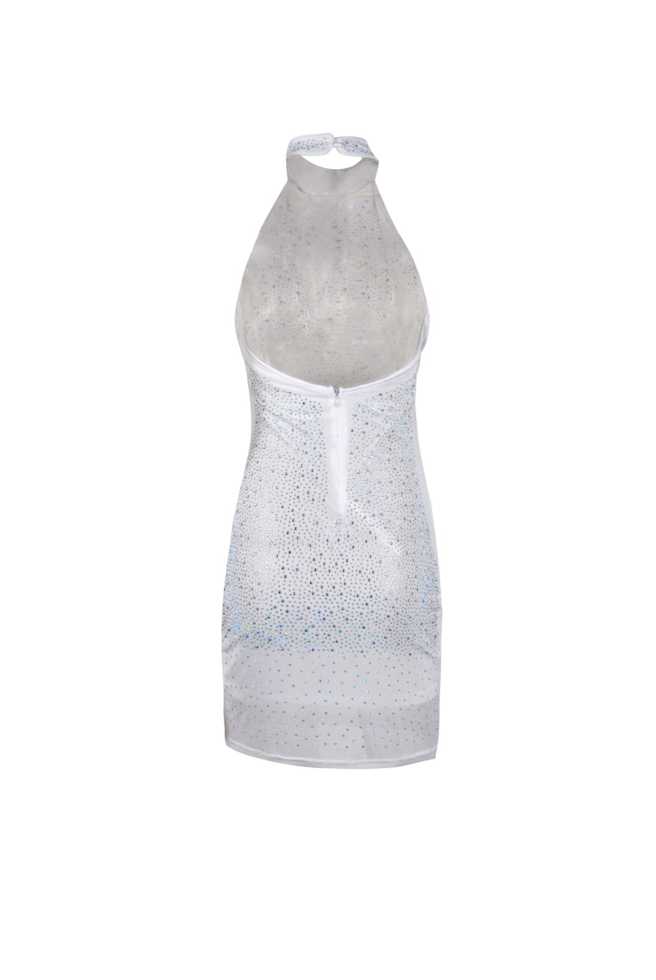 Rhinestones Gauze Sexy Halter Skinny Short Dress