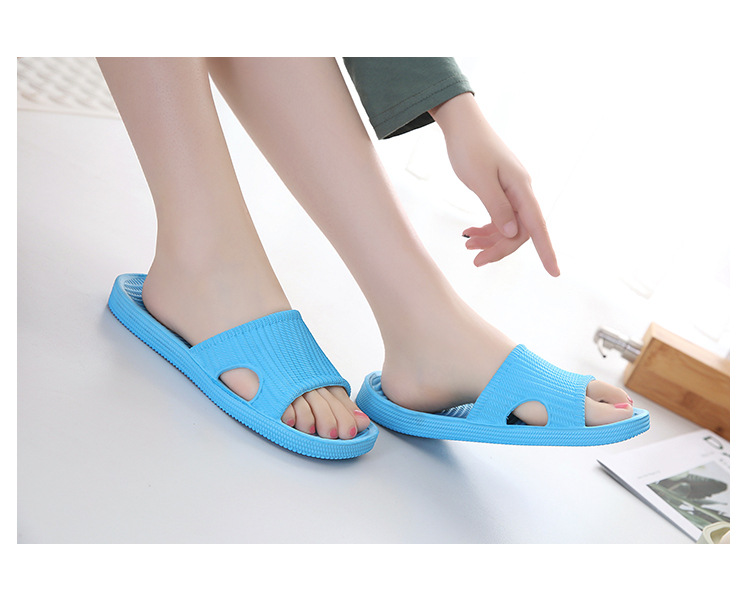 Basic Solid Color Home Slippers Open Toe Flat House Slippers display picture 1