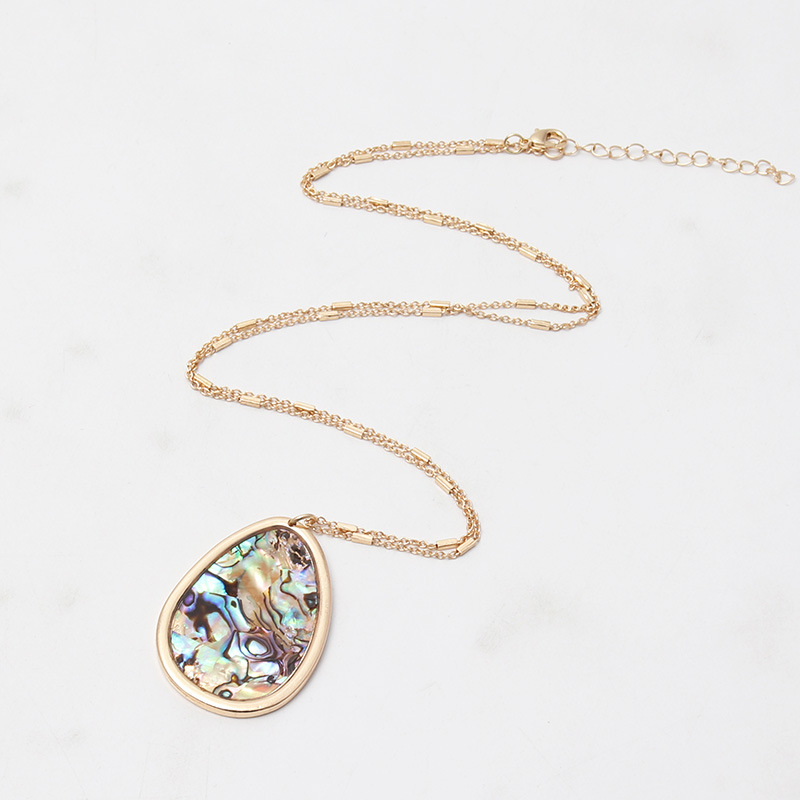 Pendant Necklace Classification 1 Piece Retro Geometric Leopard Alloy Inlay Shell Women's Pendant Necklace