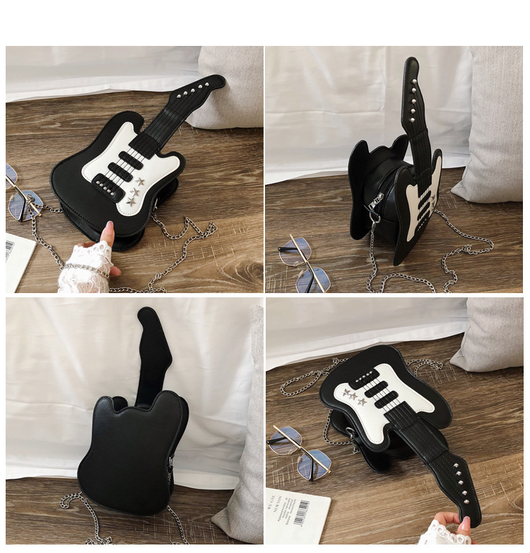 Borsa commercio estero nuova borsa a tracolla per chitarra simpatico cartone animato tendenza creativa borsa a tracolla a catena borsa da donna in colore contrastante personalità_voghion.com