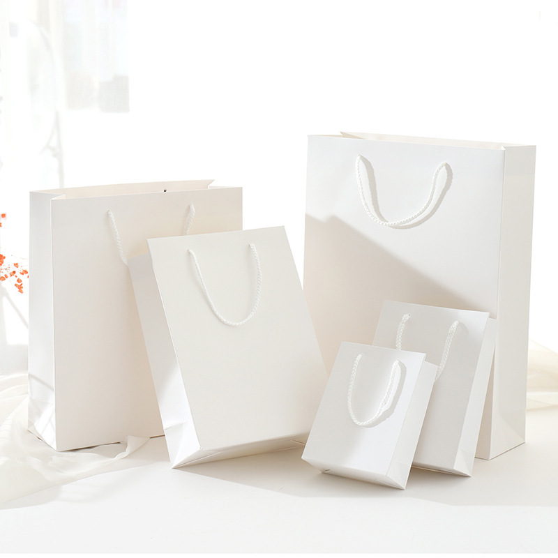 Horizontal white card paper bag enterprise packaging bags advertising gift bags shopping paper bags with logo printing