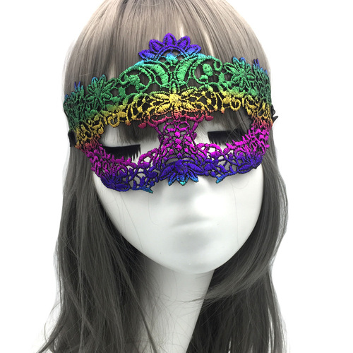 Colorful bronzing lace eye mask adult and children's dance mask half-face female festival Halloween performance props