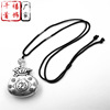 Ethnic style Retro Blessing bag Lock bag Necklace Two-sided Pendant sweater auspicious Heart Sutra Jewelry Customized