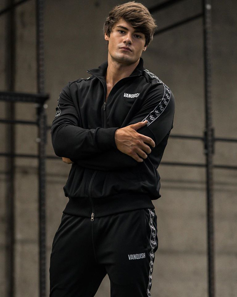 Spring and Autumn New Muscle Fitness Brother Sports Zipper Sweater Outdoor Running Casual Loose Coat Top Men_viptrois.com